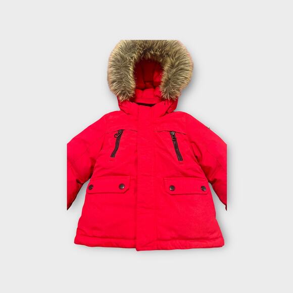 Toddler Tommy Hilfiger Hooded Fur Trim Parka Red 2T - Picture 3 of 8